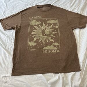 Persaya Earthy Brown Retro Sun and Moon T-Shirt